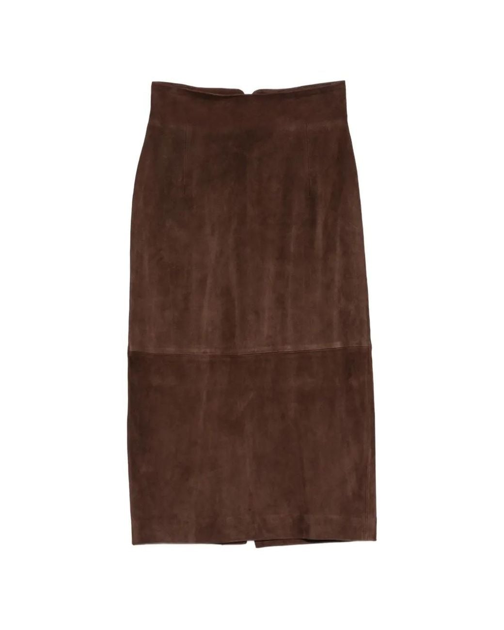 Tagliatore Brown Myrtie Suede Midi Skirt