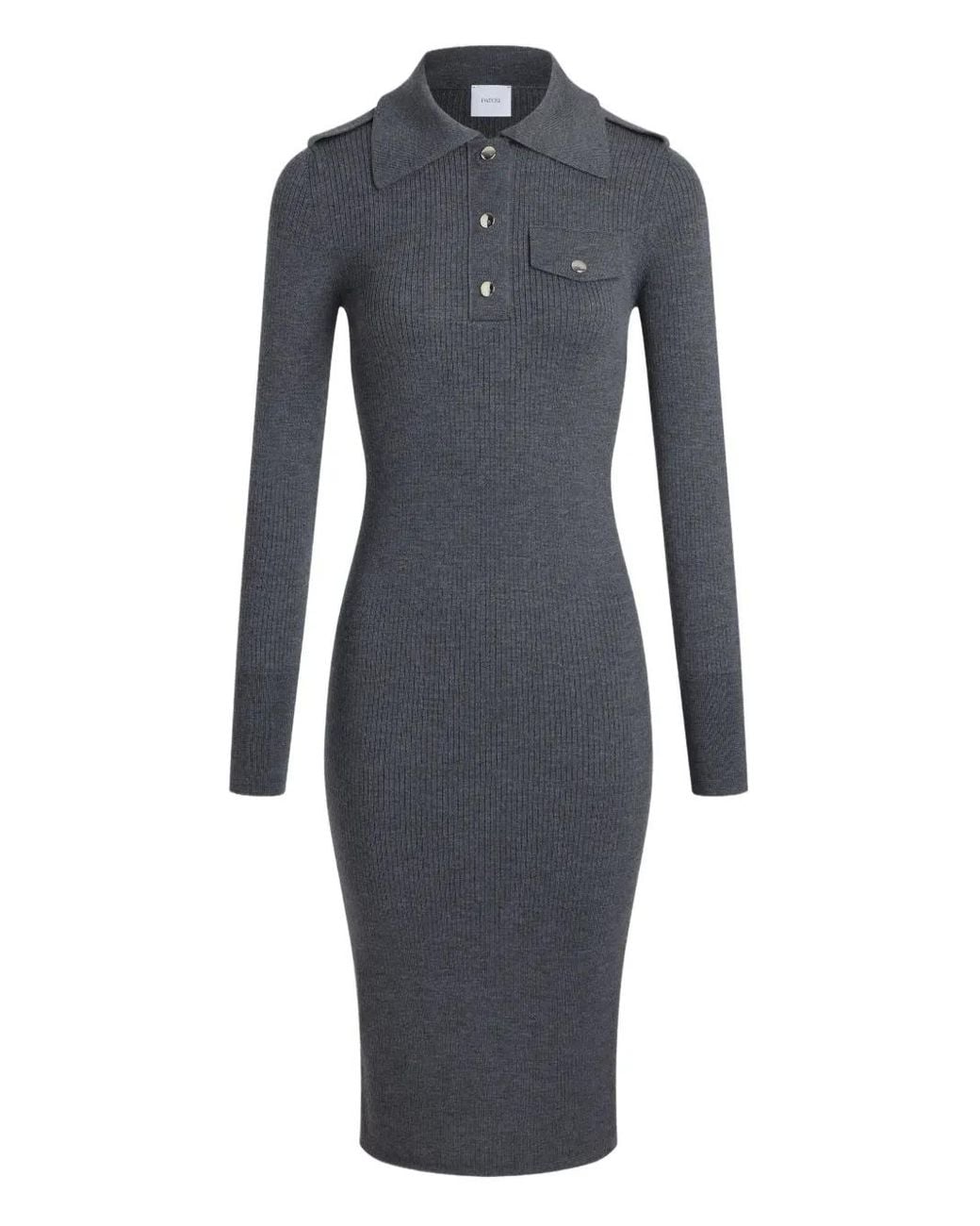 Patou Blue Ribbed Polo Midi Dress