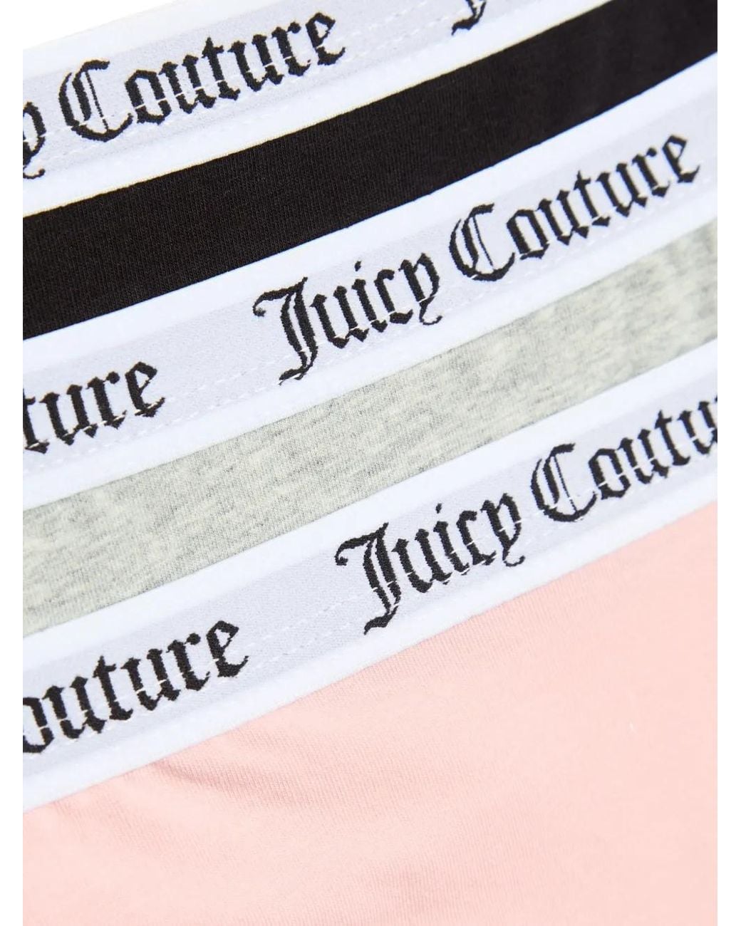 Juicy Couture Black Logo-Waistband Thongs (Set Of Three)