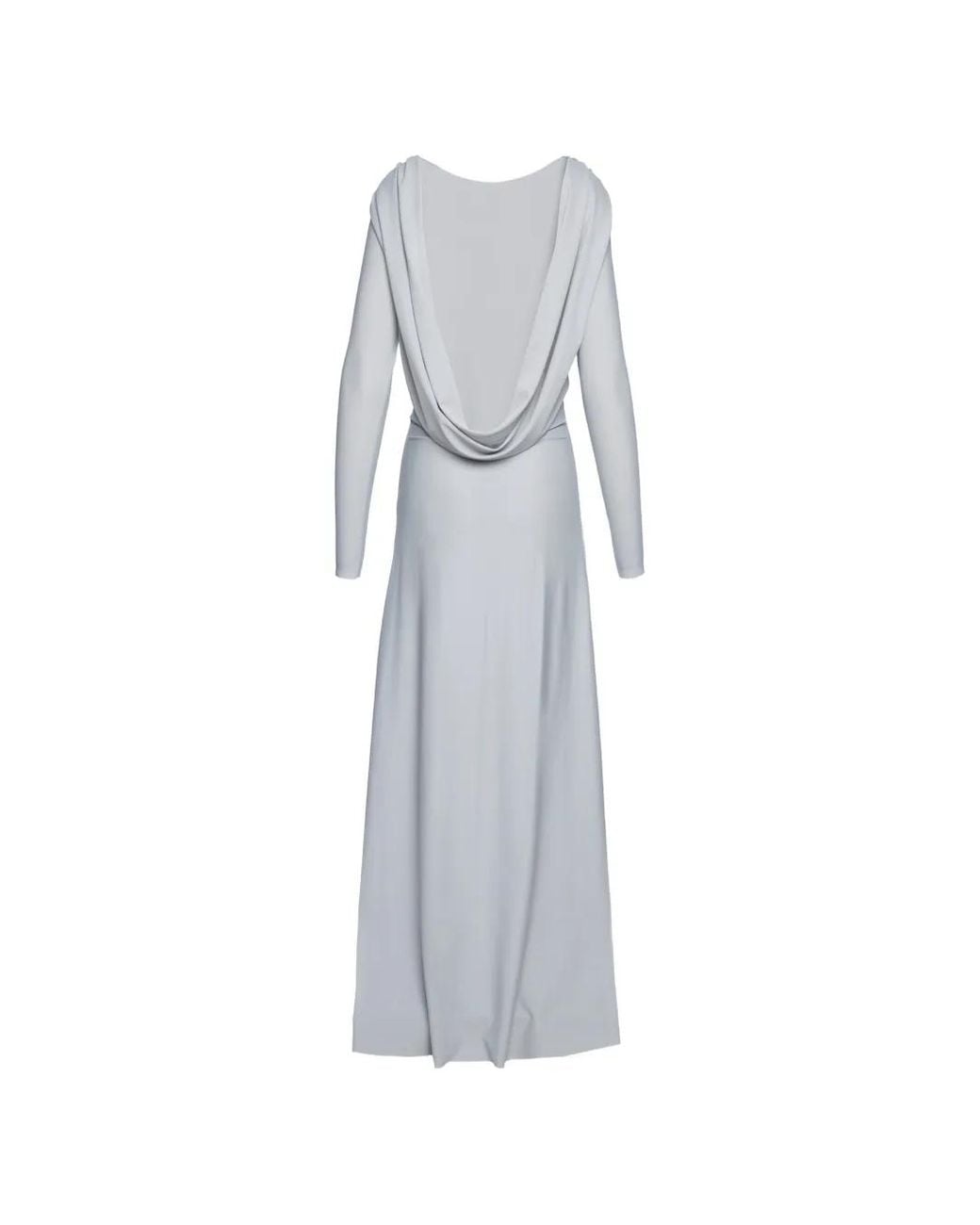 MEDEA Gray Draped-Back Long-Sleeve Maxi Dress