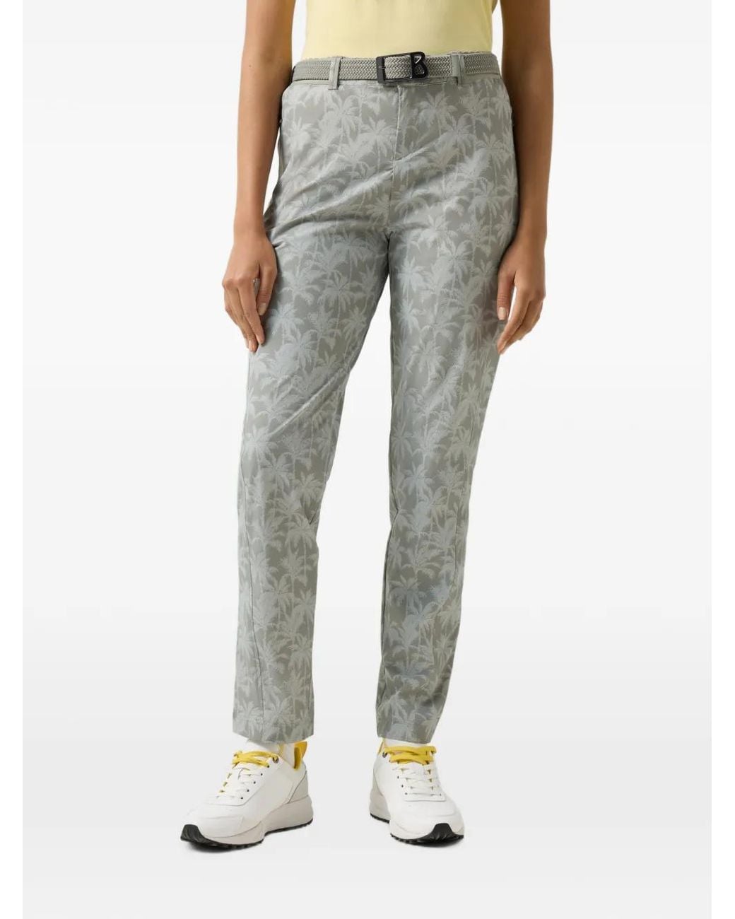 Bogner Gray Tessi Palm-Print Trousers