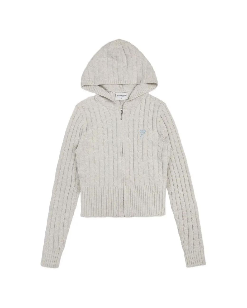 Juicy Couture White Cable-Knit Zip-Up Hoodie