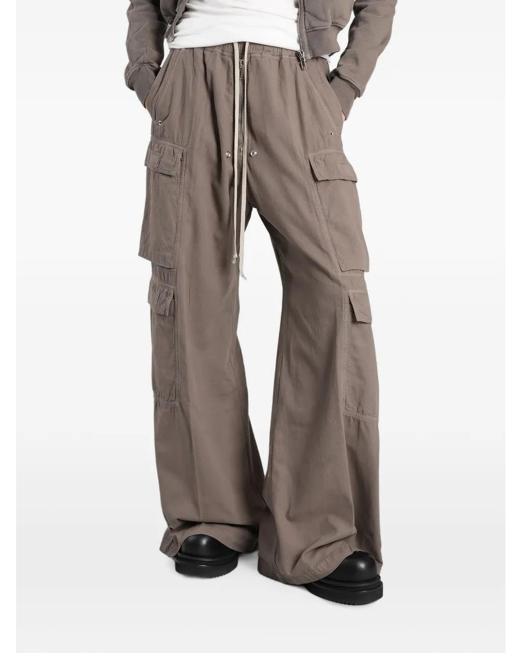 Rick Owens Gray Drawstring Cargo Pants