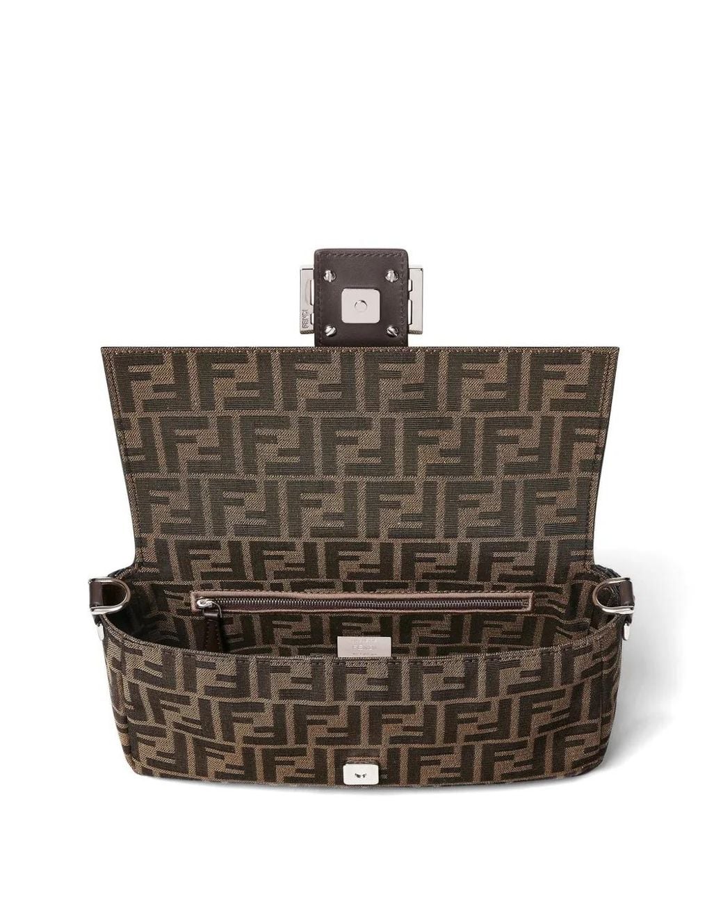 Fendi Brown Baguette Tobacco Ff Jacquard Fabric Bag