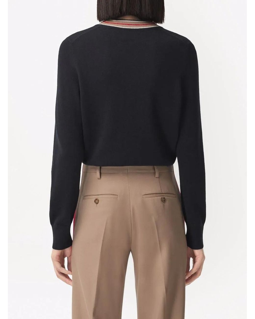 Burberry Black Stripe-Neckline Cashmere Jumper