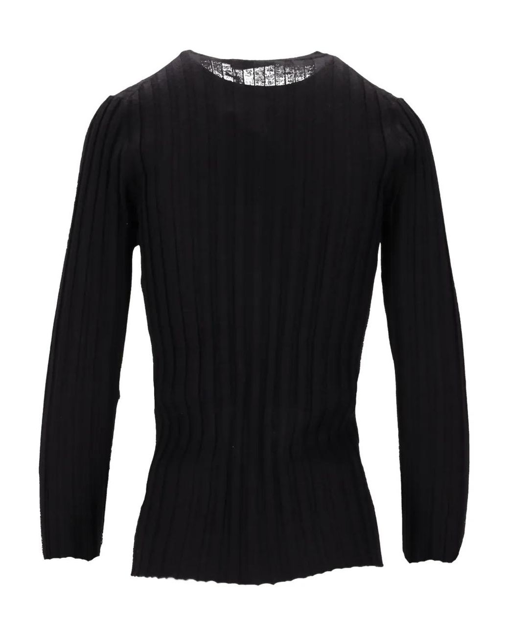 LA ROSE Black Ribbed Button Top