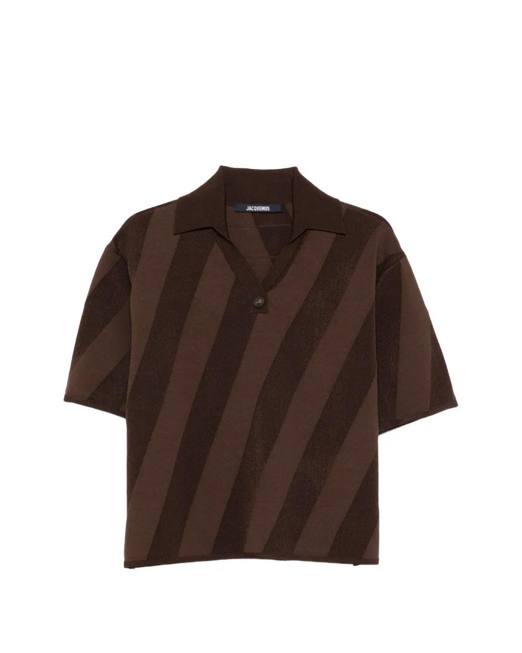 Jacquemus Brown Stripped V-Neck Polo Shirt for men
