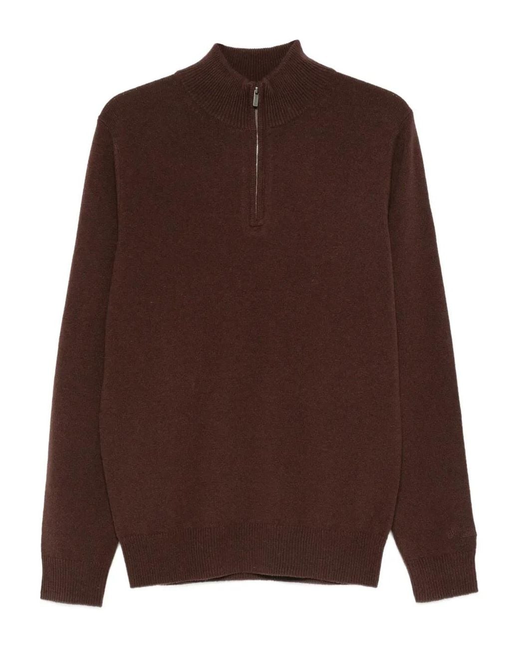 Mc2 Saint Barth Brown Jeremyn Zip-Up High-Neck Sweater for men