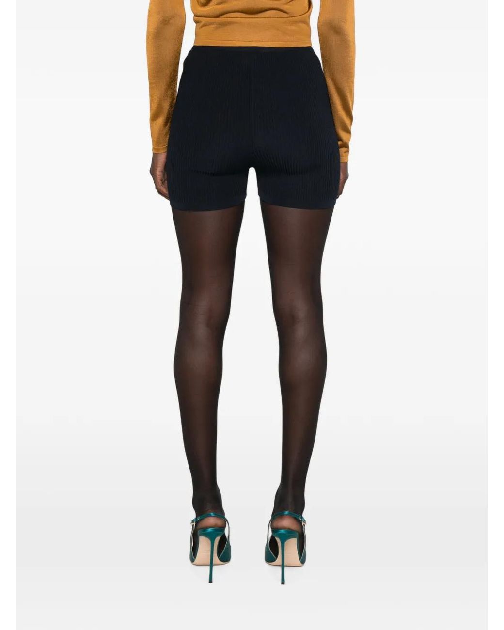 Saint Laurent Black Rib-Knit Cycling Shorts