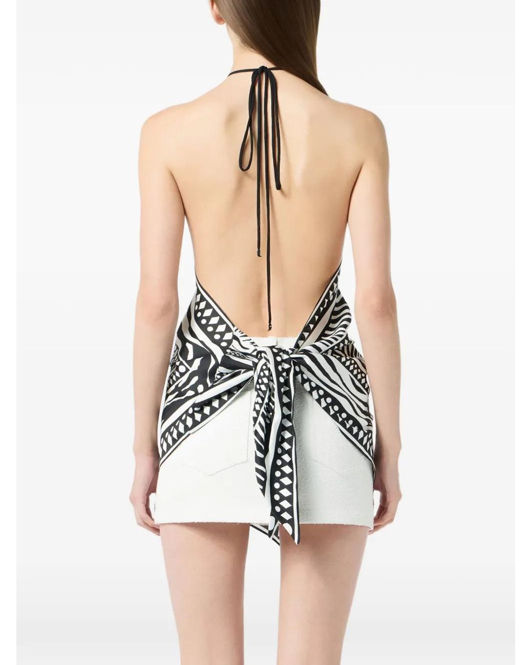 Blumarine White Zebra Foulard Print Top