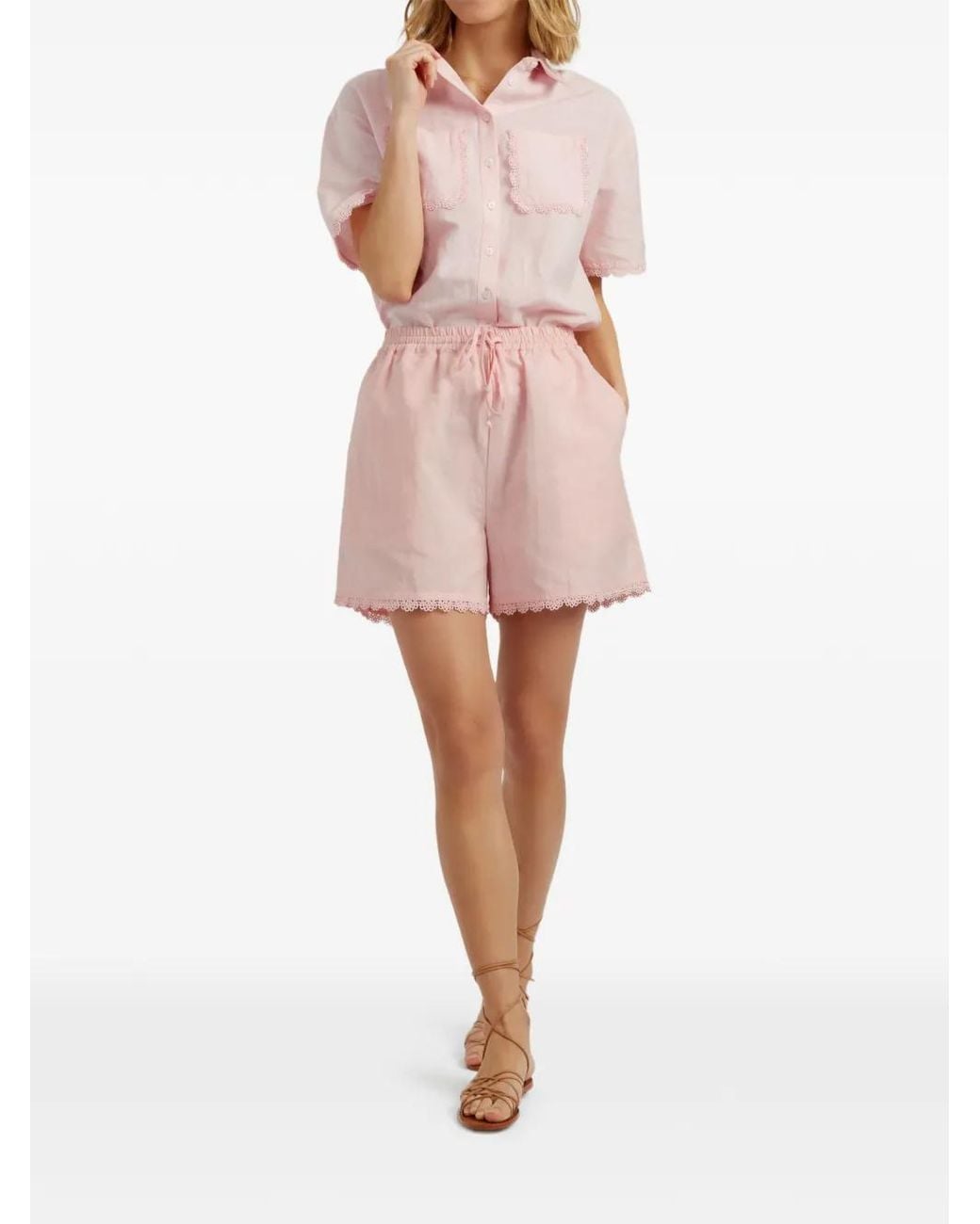 Chinti & Parker Pink Scallop-Trim Shorts