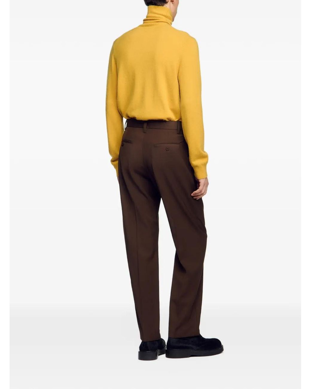 Sandro Brown Wide-Leg Wool Trousers for men