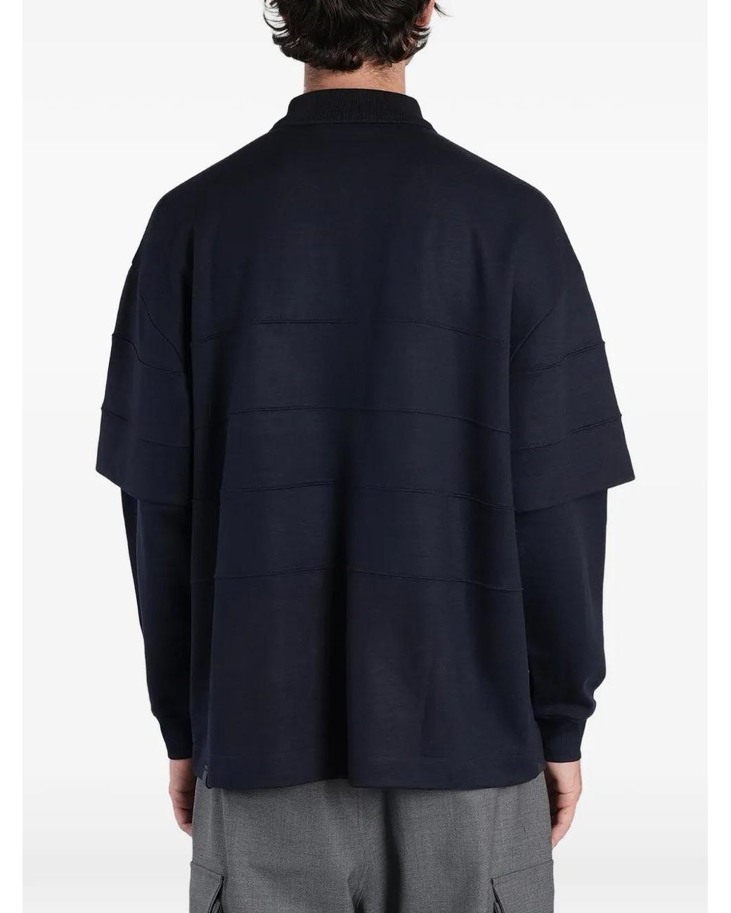 DARKPARK Blue Zack Layered-Sleeve Panelled Polo Shirt for men