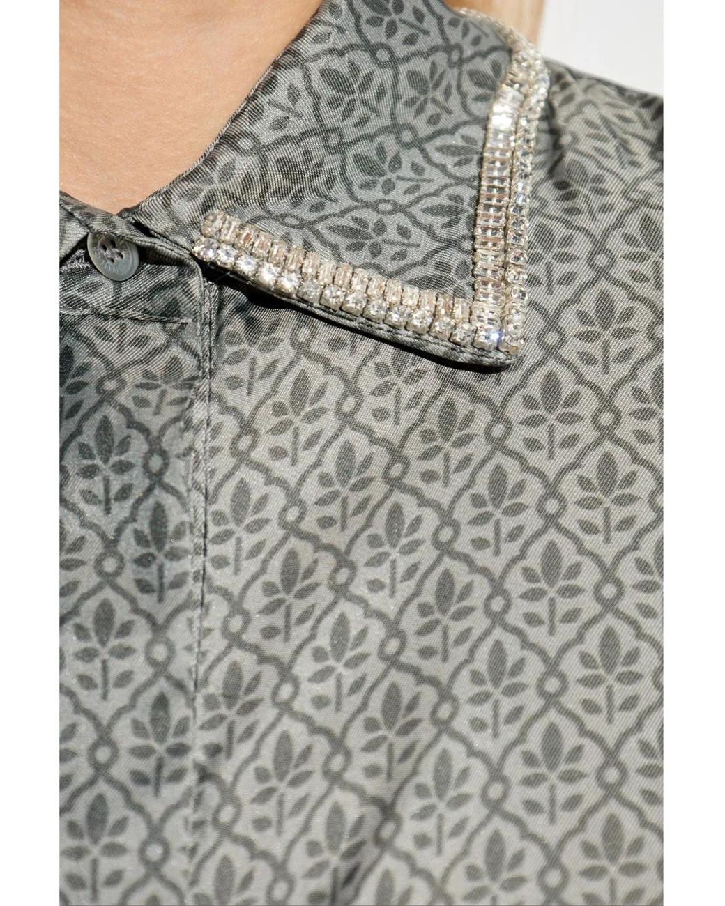 Golden Goose Deluxe Brand Gray Shirt With Decorative Collar