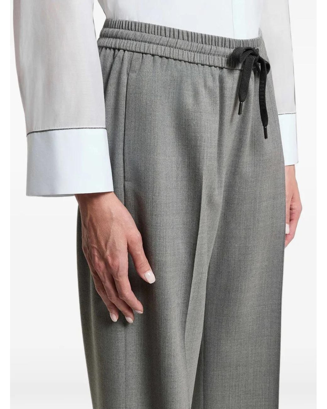 Peserico Gray Drawstring Trousers