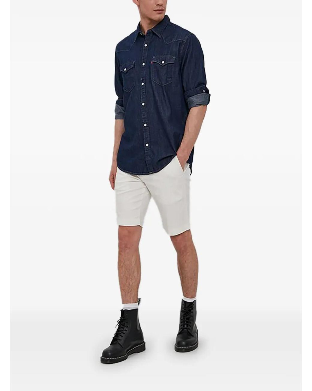 Levi's Blue Buttoned Denim Shirt for men