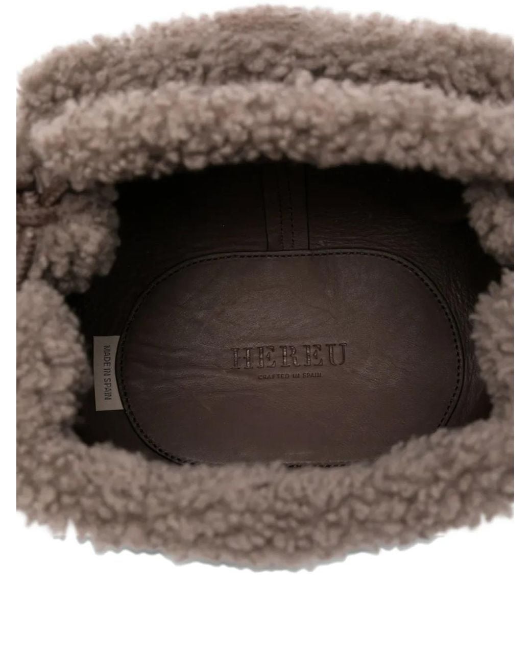Hereu Black Leather Shearling Tote Bag