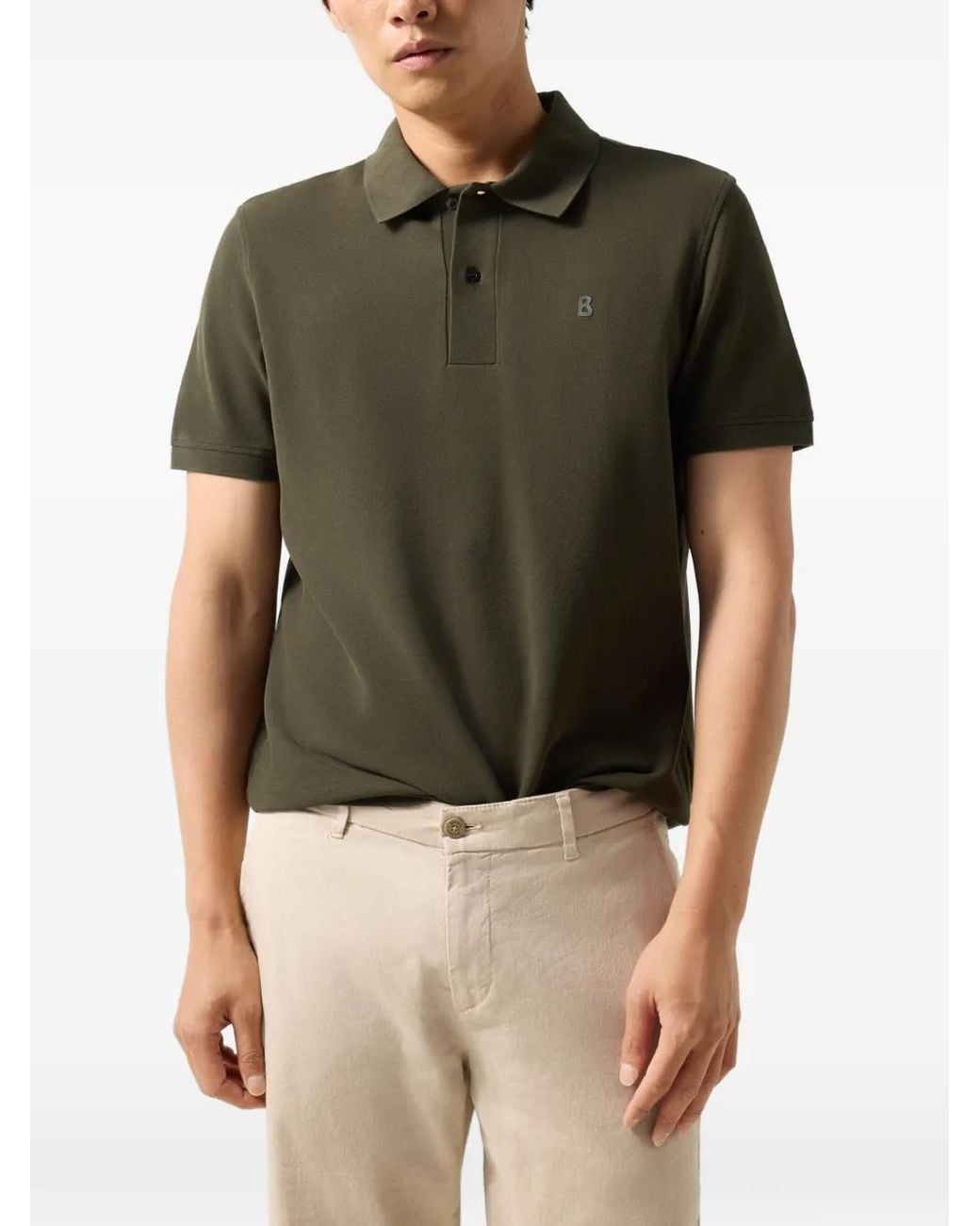 Bogner Green Polo Fion En Piqué À Logo Imprimé for men