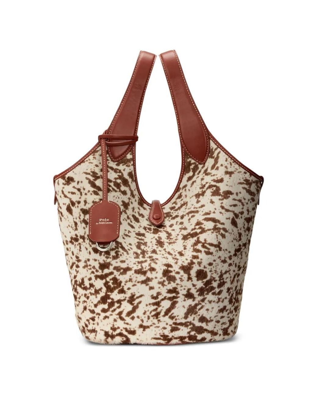 Polo Ralph Lauren Natural Logo-Detail Leather Tote Bag