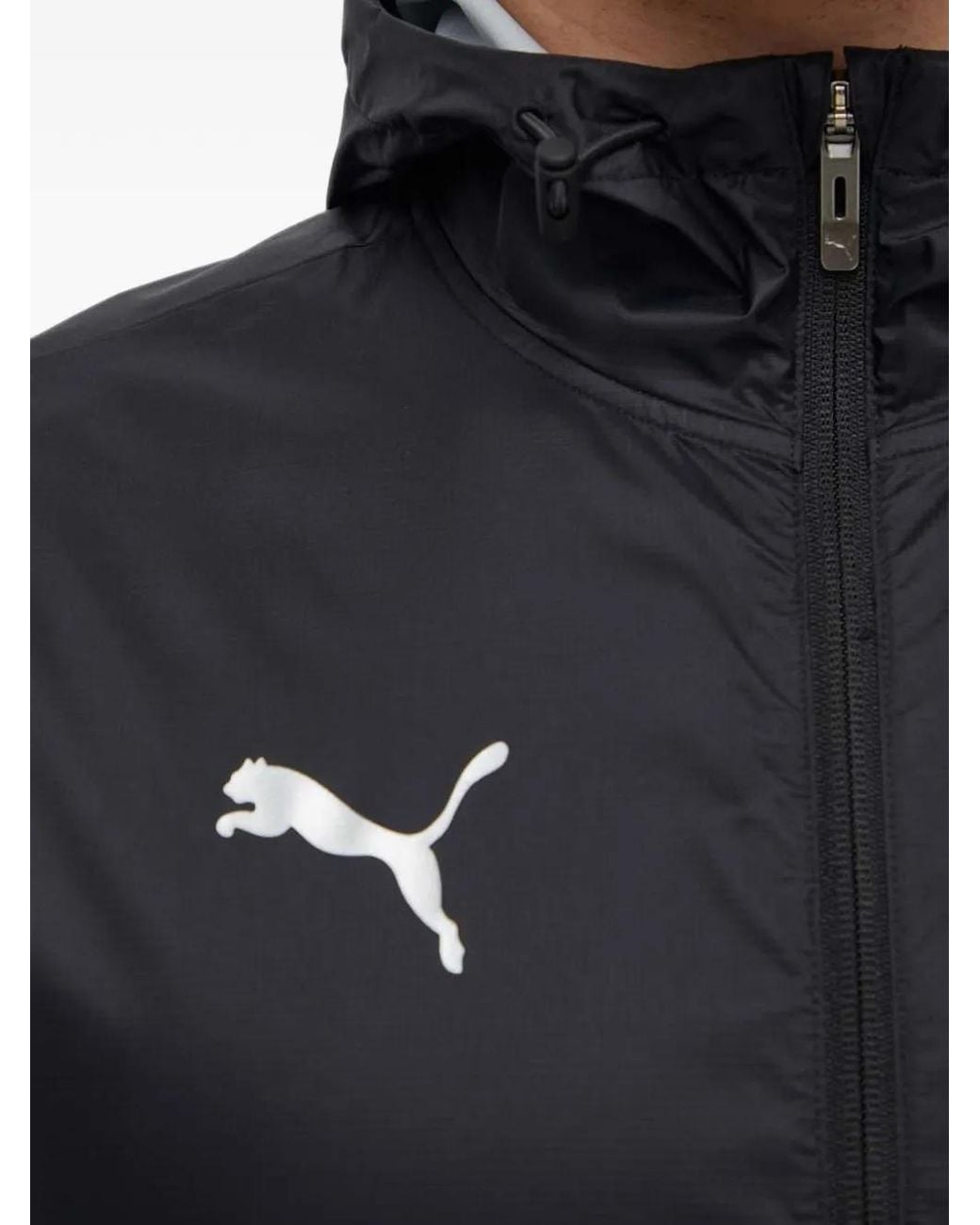 PUMA Black Logo-Print Hooded Jacket for men