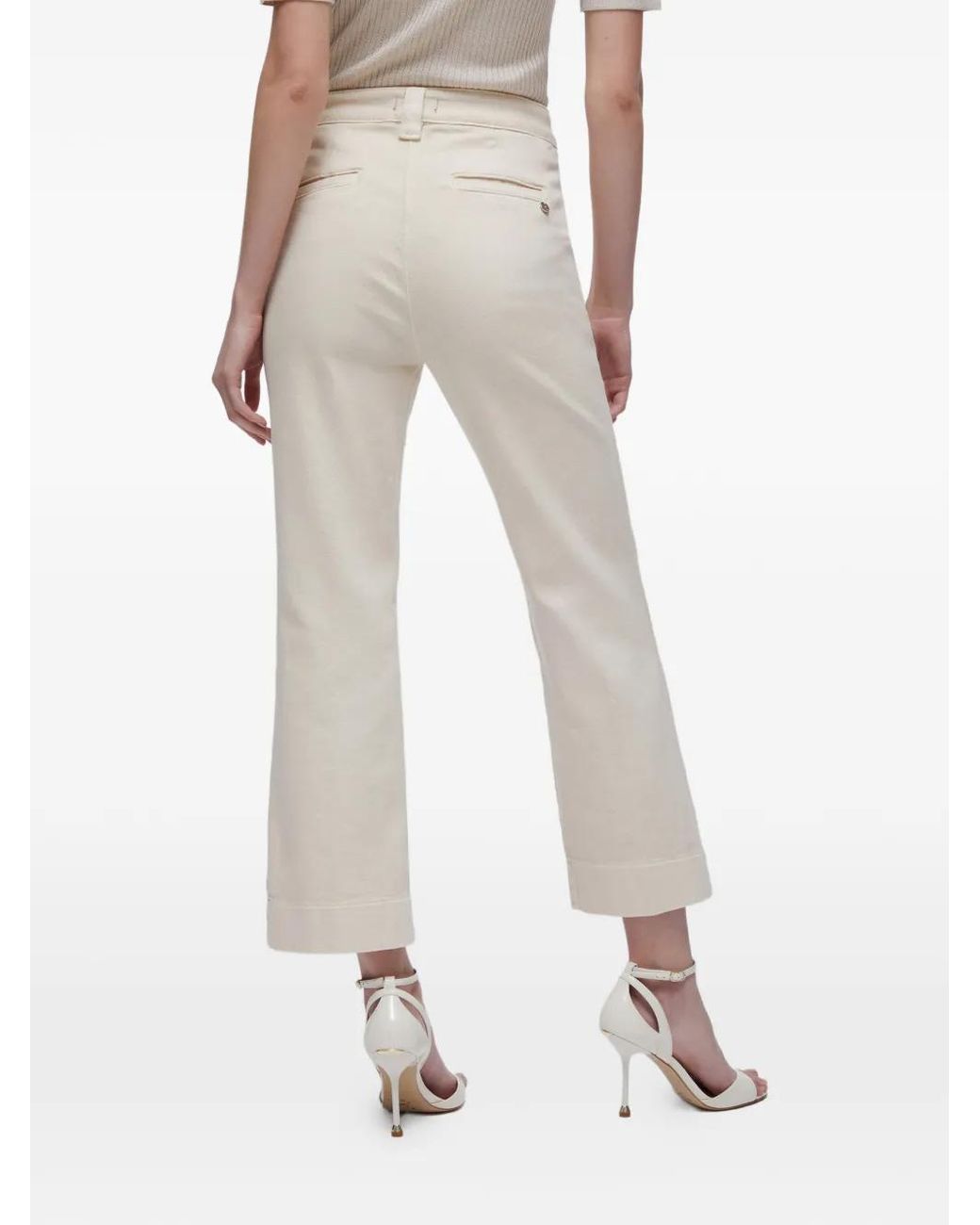 Liu Jo White Mid-Rise Cropped Trousers