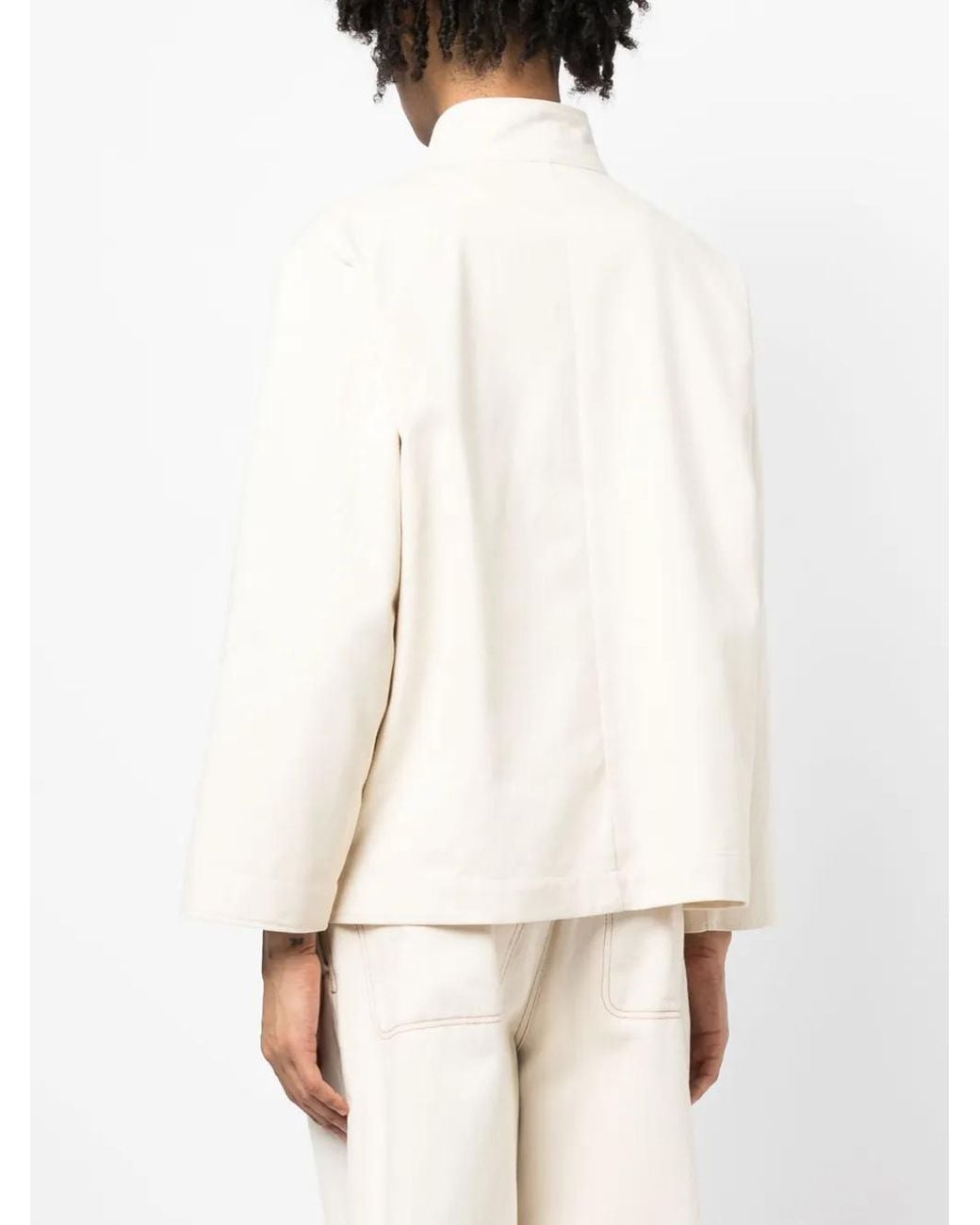 Marane White Funnel-Neck Shirt Jacket for men