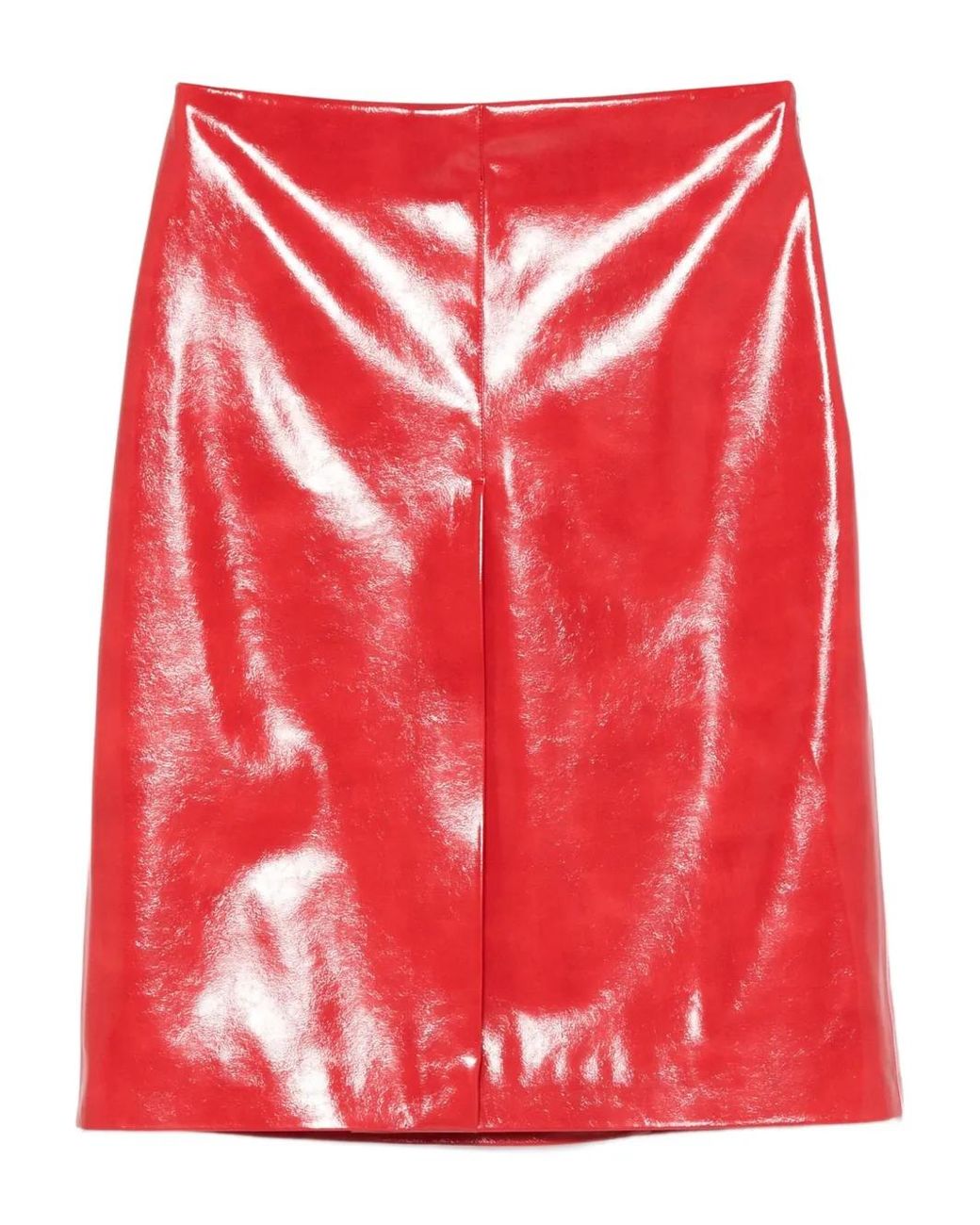 MSGM Red High-Waisted Fitted Skirt