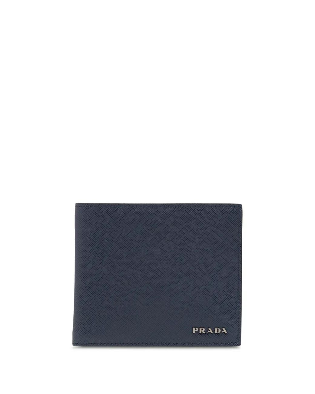 Prada Blue Two-Tone Card Holder for men