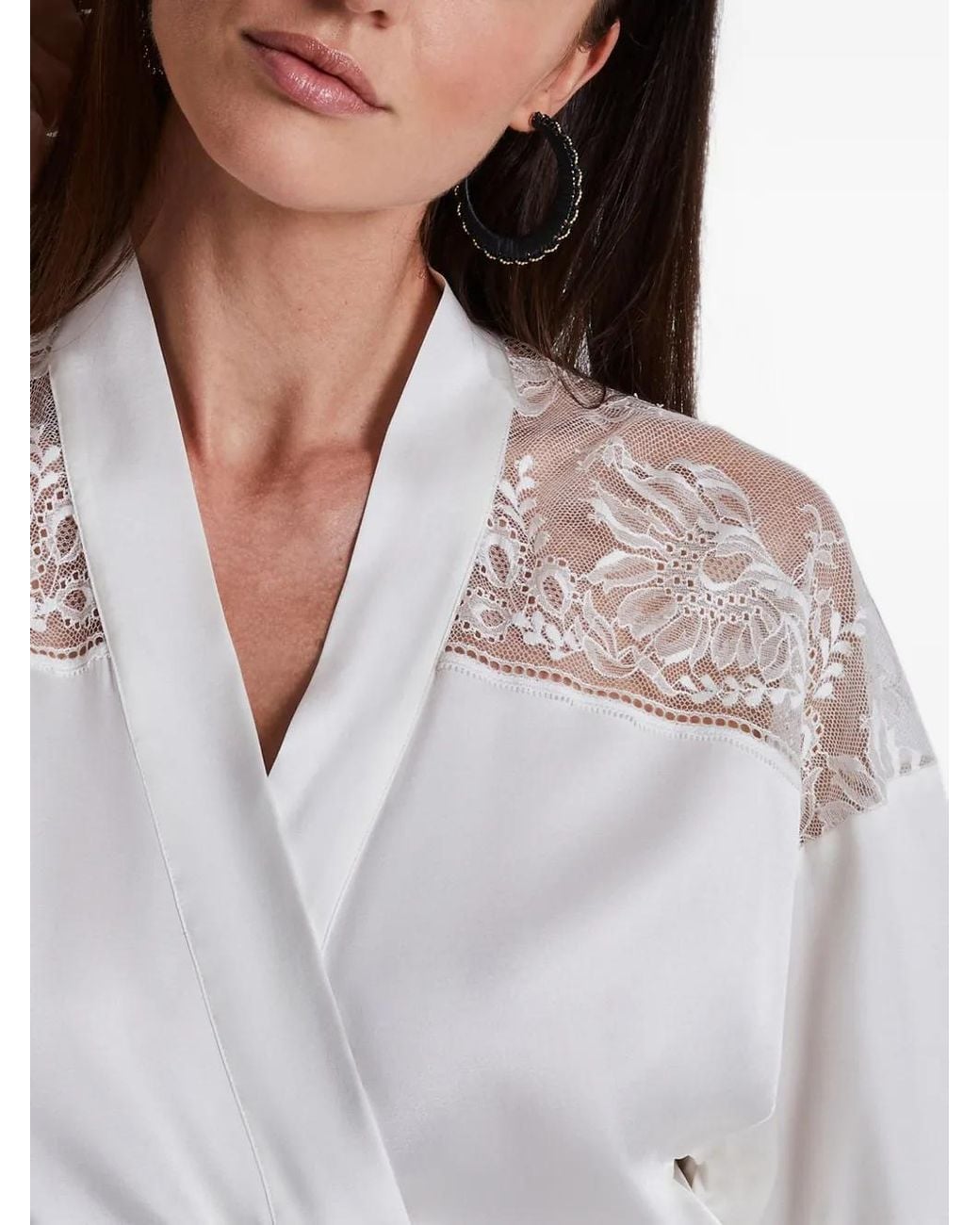 Aubade Gray Lace-Panelled Midnight Whisper Dressing Gown