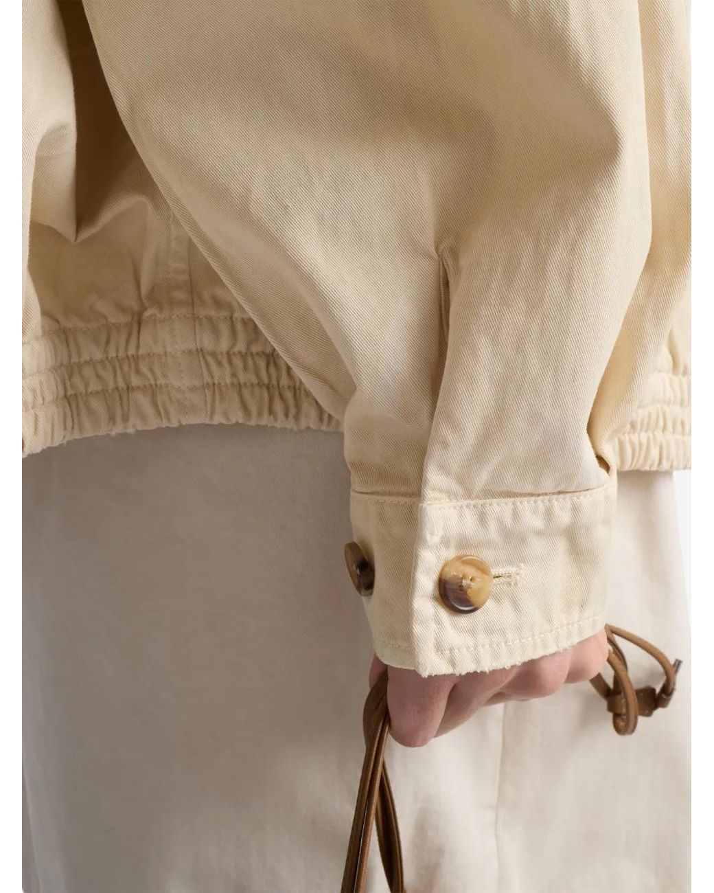 Prada Natural Embroidered Garment-Dyed Old Gabardine Blouson Jacket