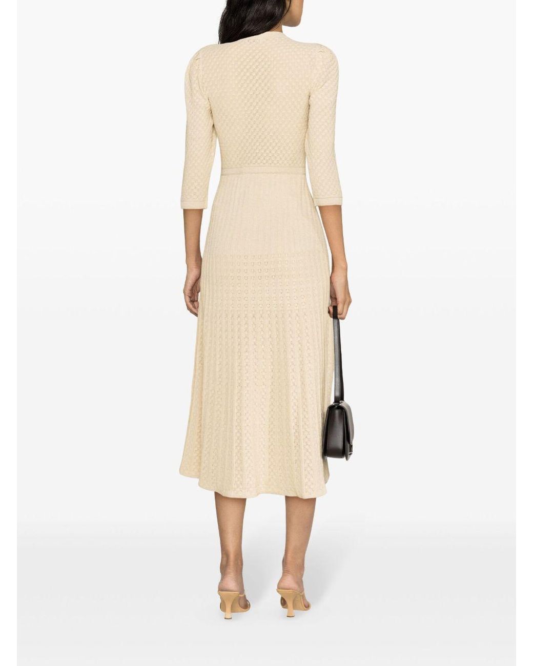 Sandro Metallic-Threading Knitted Maxi Dress in Natural | Lyst