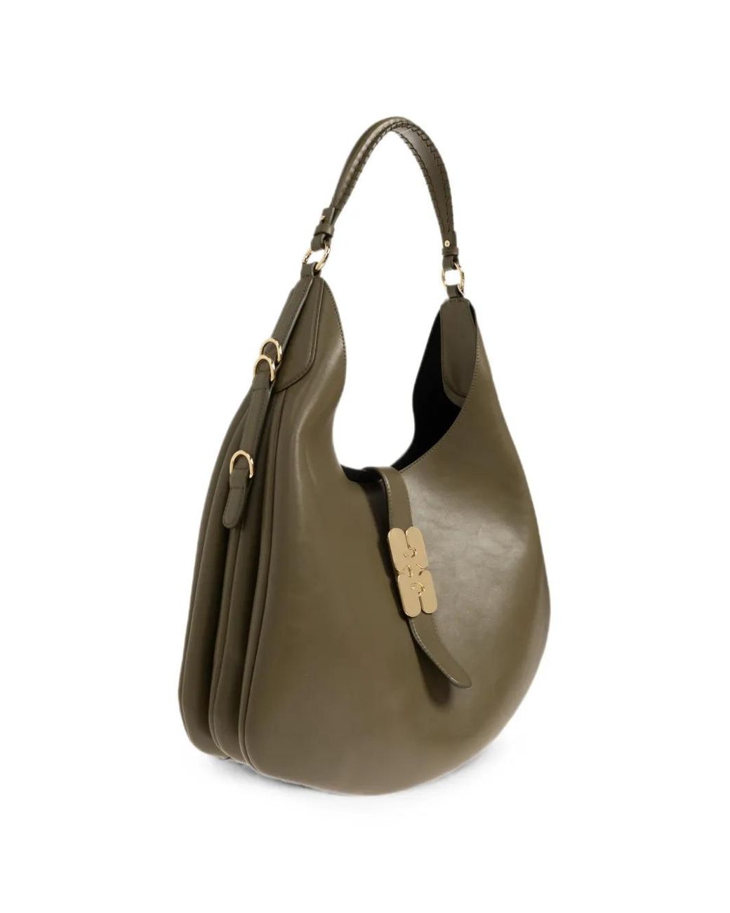Ganni Green Butterfly-Plaque Shoulder Bag