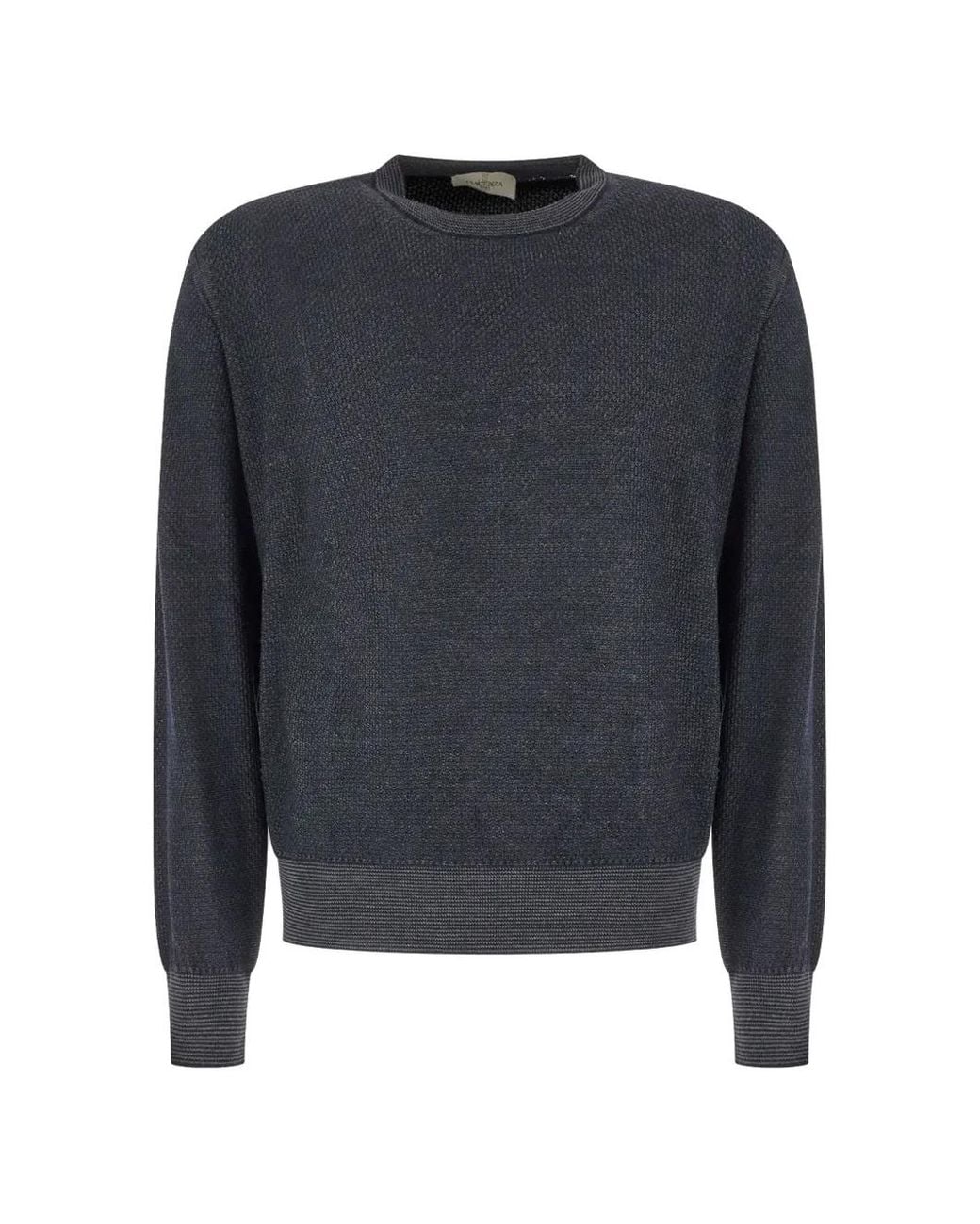 Piacenza Cashmere Blue Fine-Knit Ribbed-Trim Sweater for men