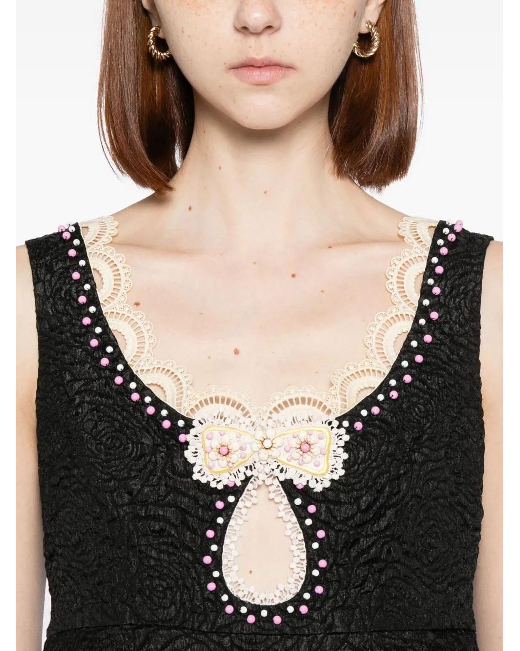 Cynthia Rowley Black Bead-Embellished Vest