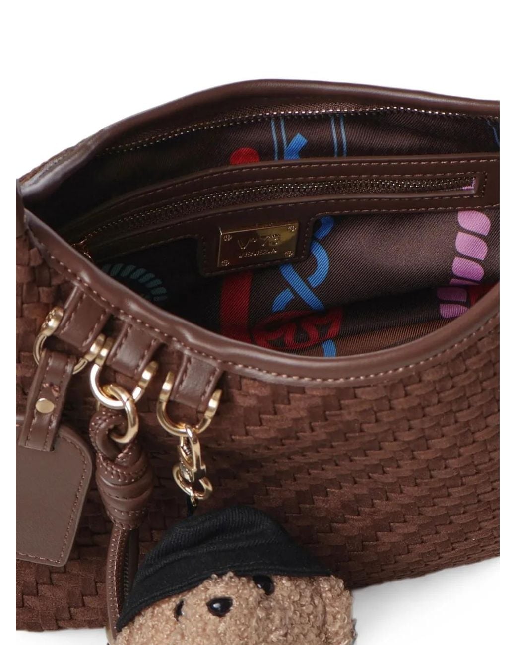 V73 Brown Sac Porté Épaule À Effet Tissé