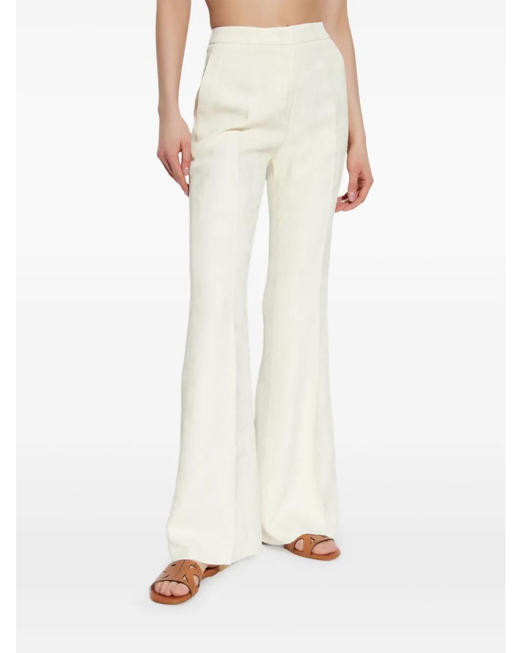Etro White Flared Stretch-Cotton Trousers