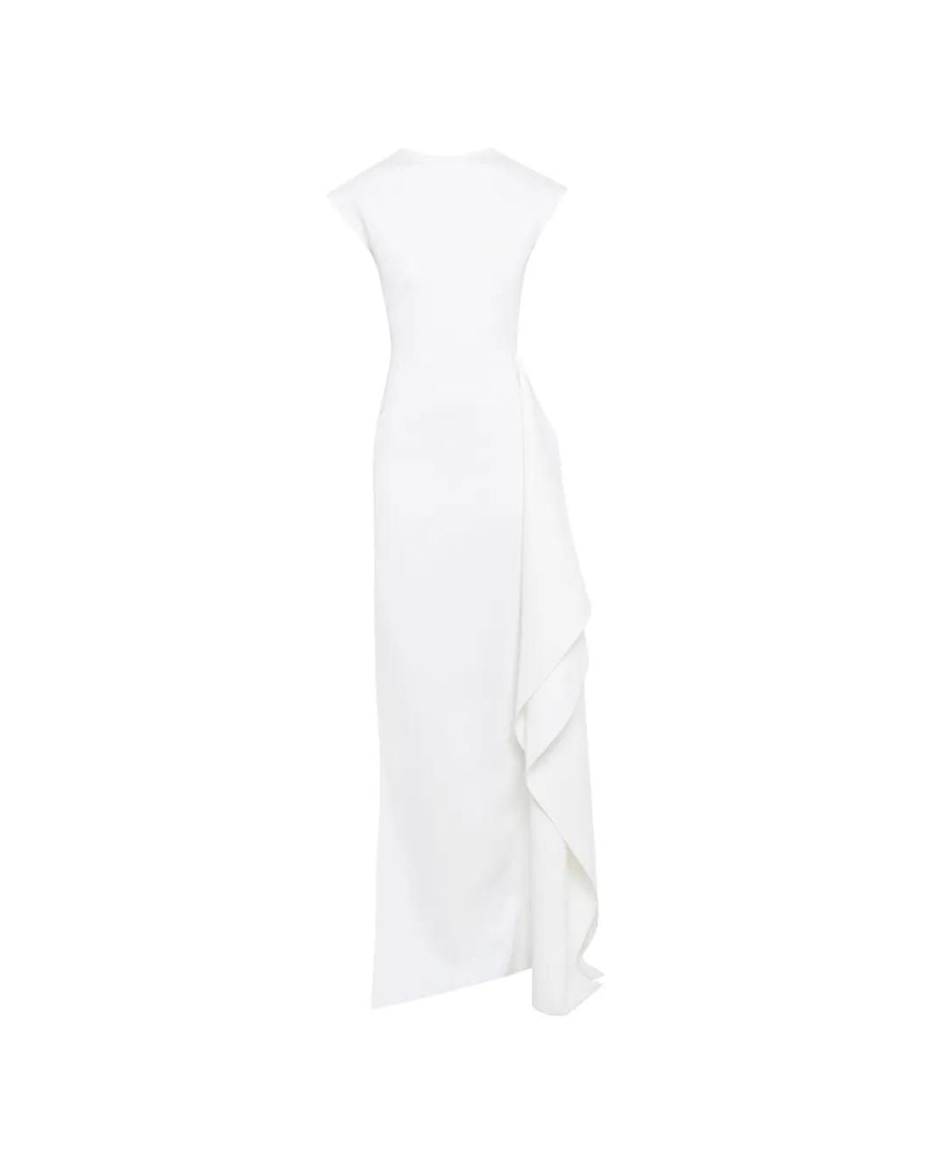 A.W.A.K.E. MODE White Draped-Detail Maxi Dress