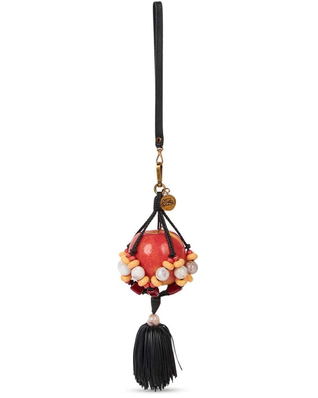 Etro White Apple-Tassel Leather Charm