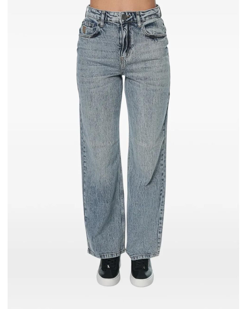 One Teaspoon Blue Icon High-Waist Straight-Leg Jeans