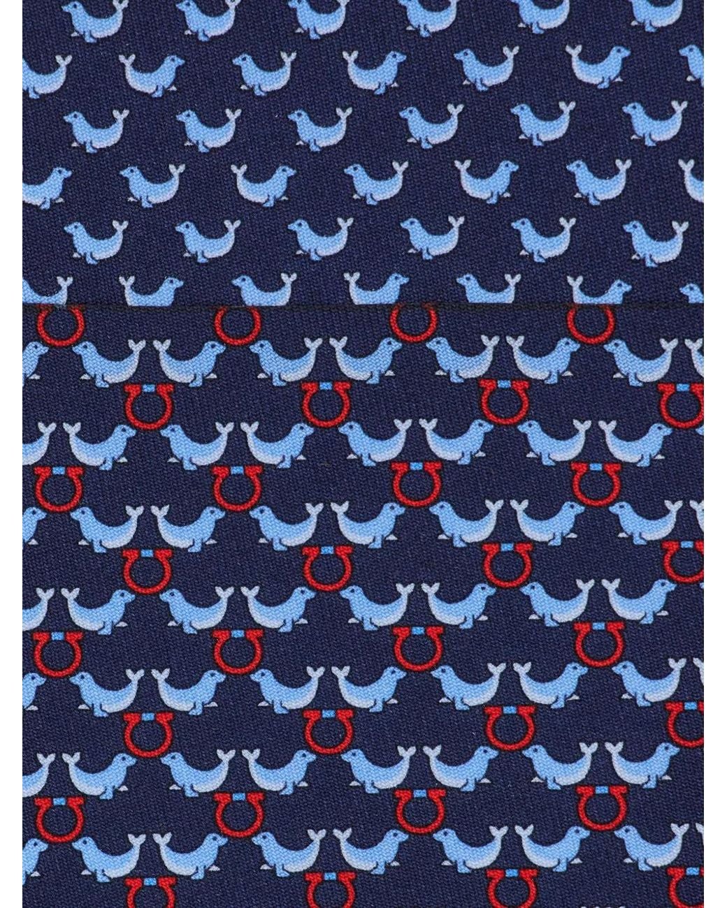 Ferragamo Blue Circus Print Silk Tie for men