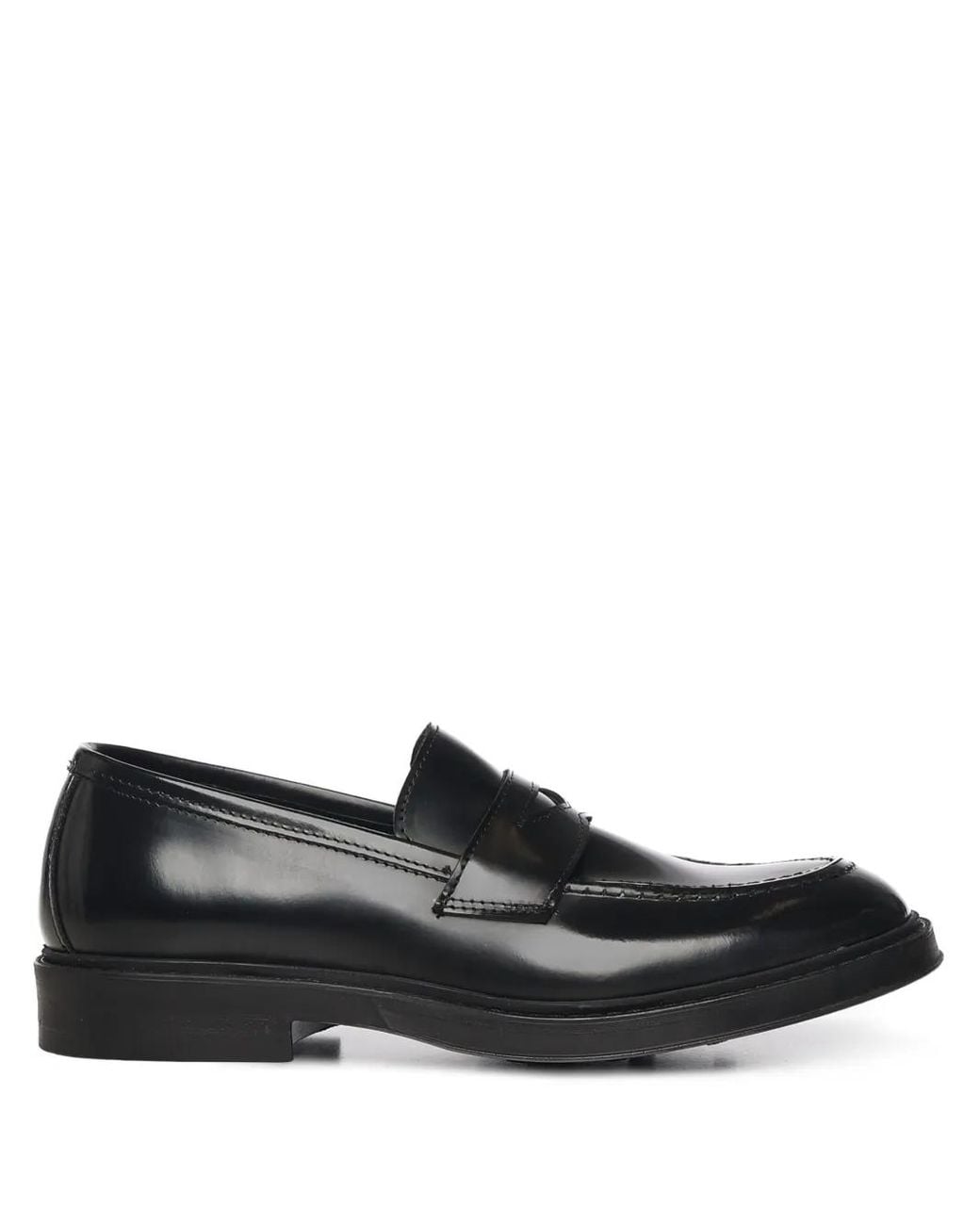 Giuliano Galiano Black Round Toe Leather Loafers for men