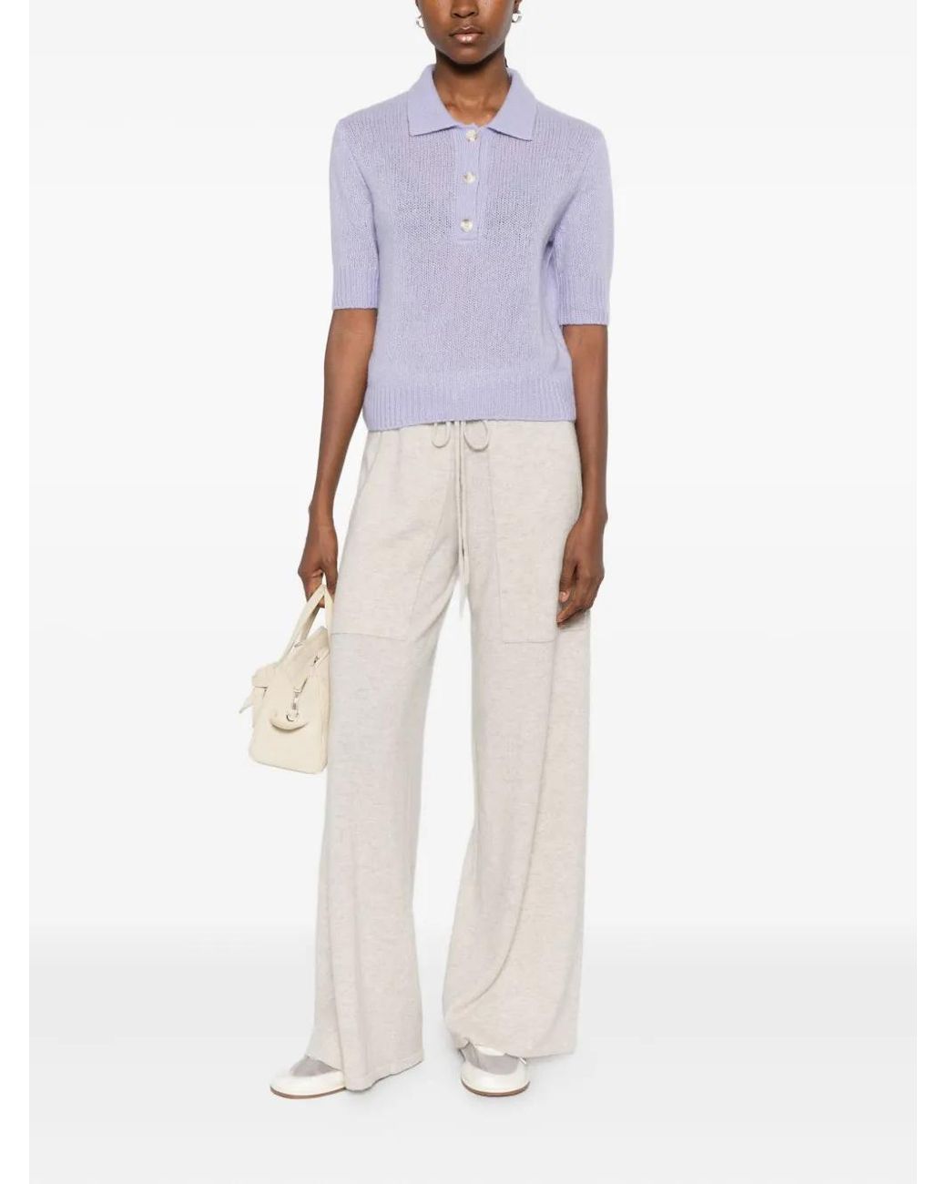 Lisa Yang Purple Masy Buttoned Polo Top