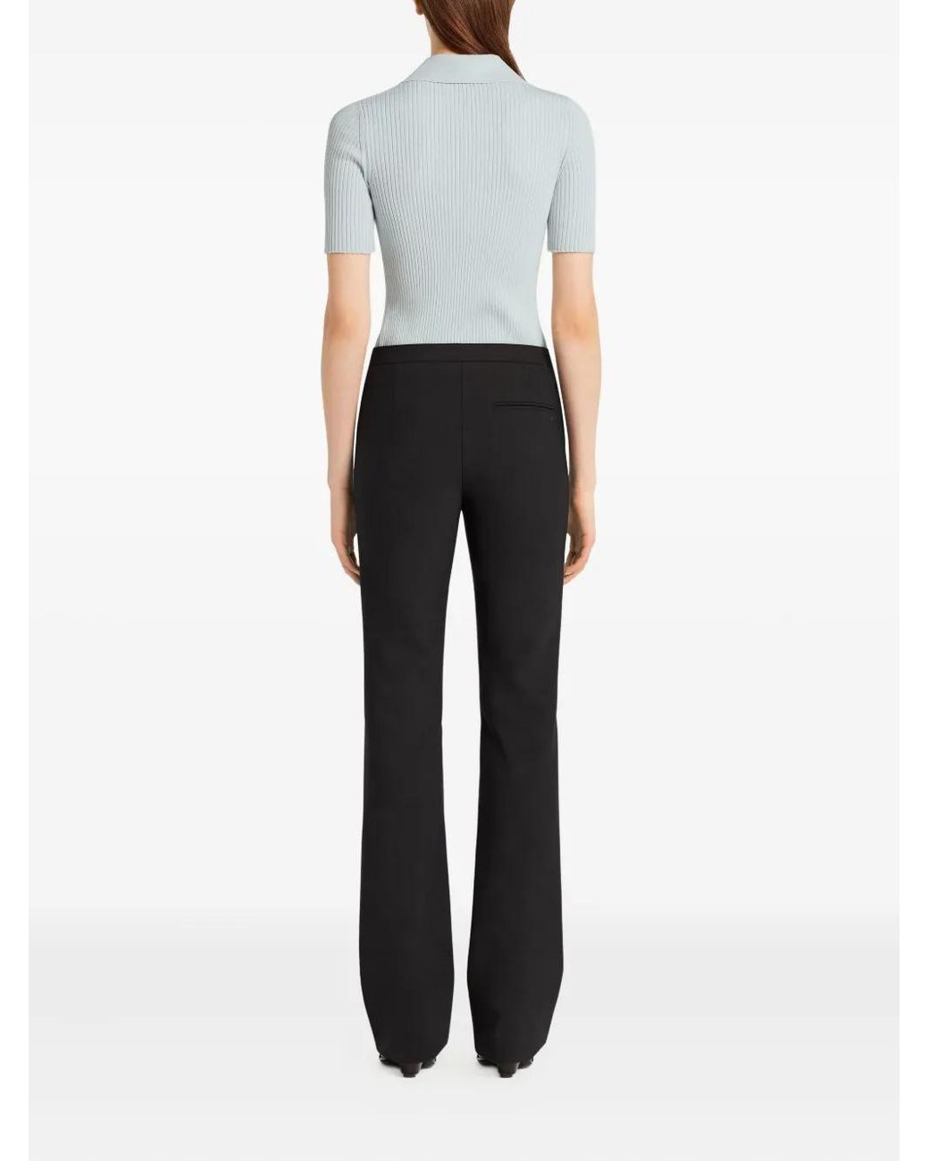 Courreges Blue Signature Rib Knit Polo