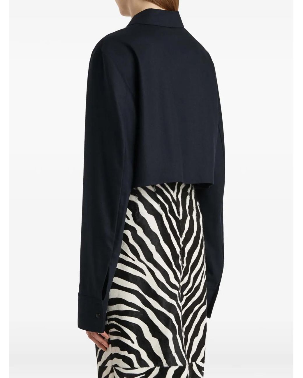 Khaite Blue Collared Cropped Blouse