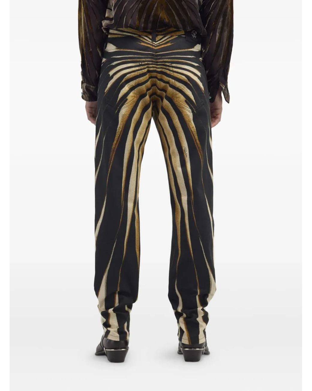 Roberto Cavalli Black Striped Trousers for men