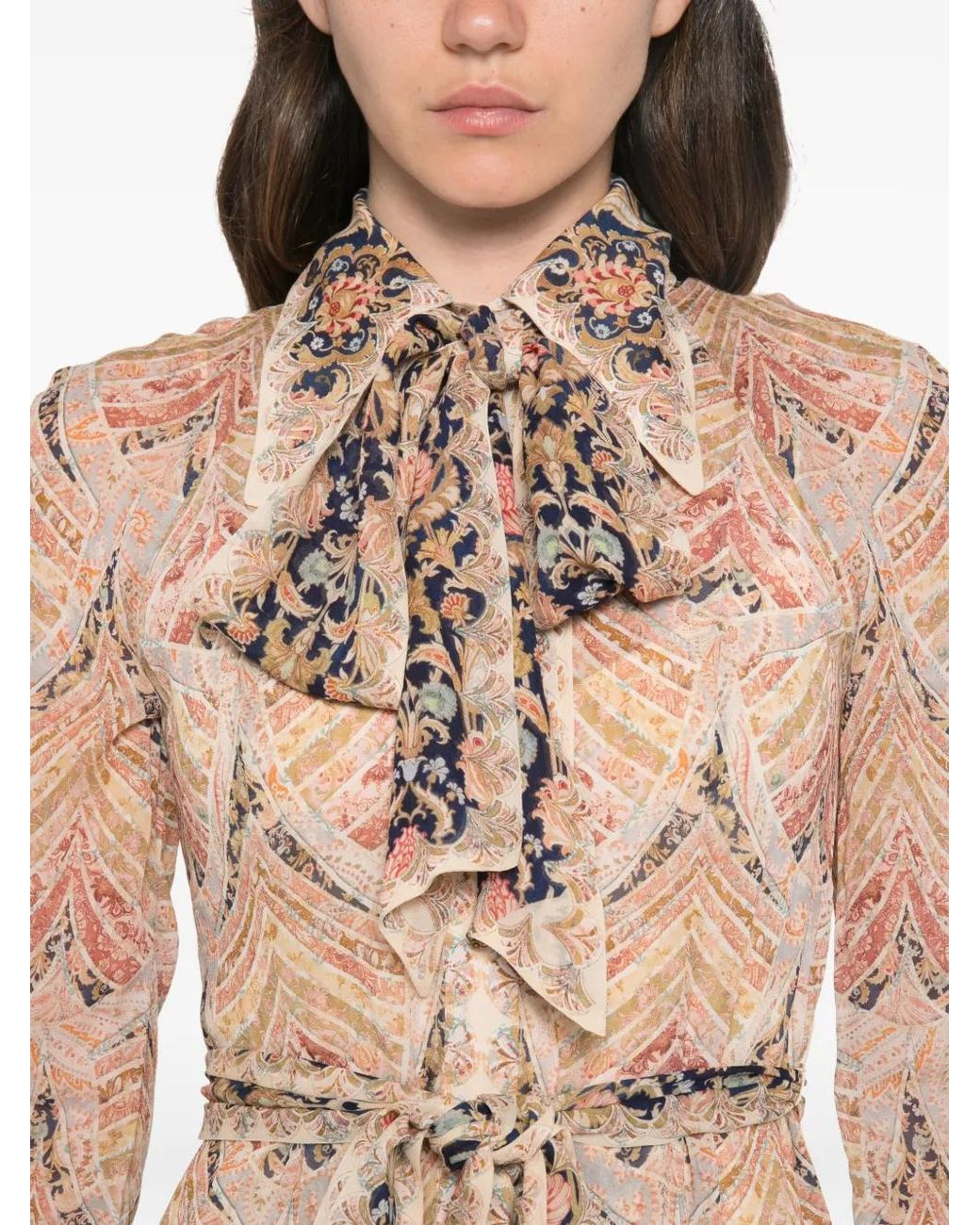 Zimmermann White Valiant Pussy-Bow Paisley-Print Maxi Dress