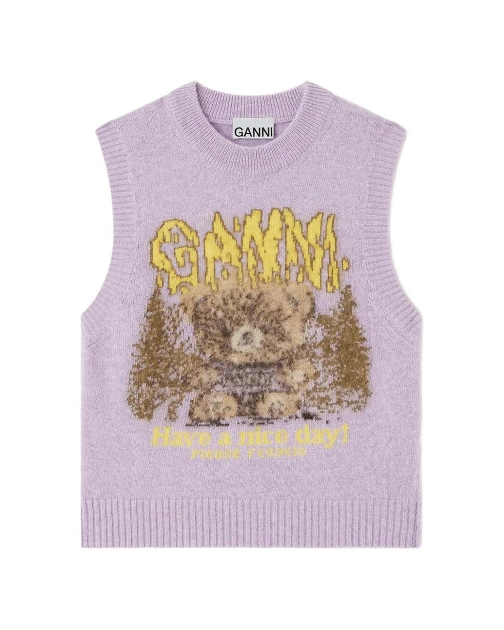Ganni Pink Vest With Forest Teddy
