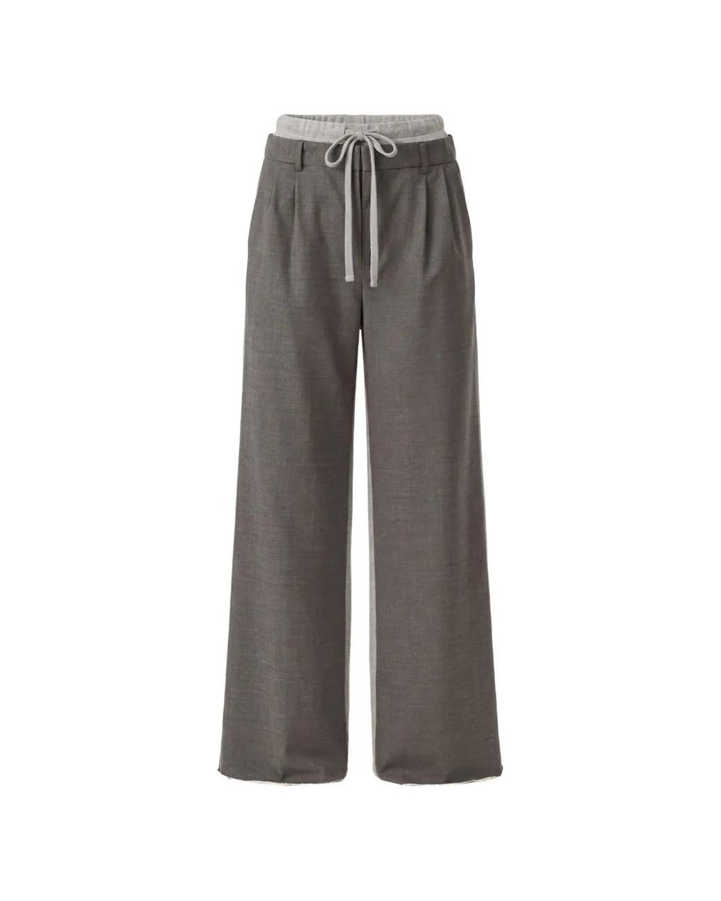 Monse Gray Layered-Waistband Drawstring Track Pants
