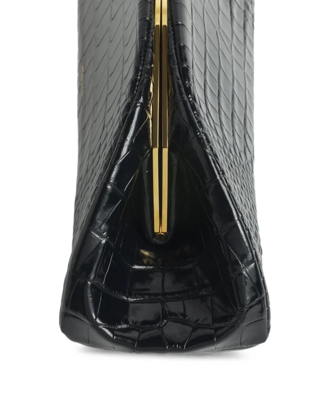 Mugler Black Croco Lua Clutch