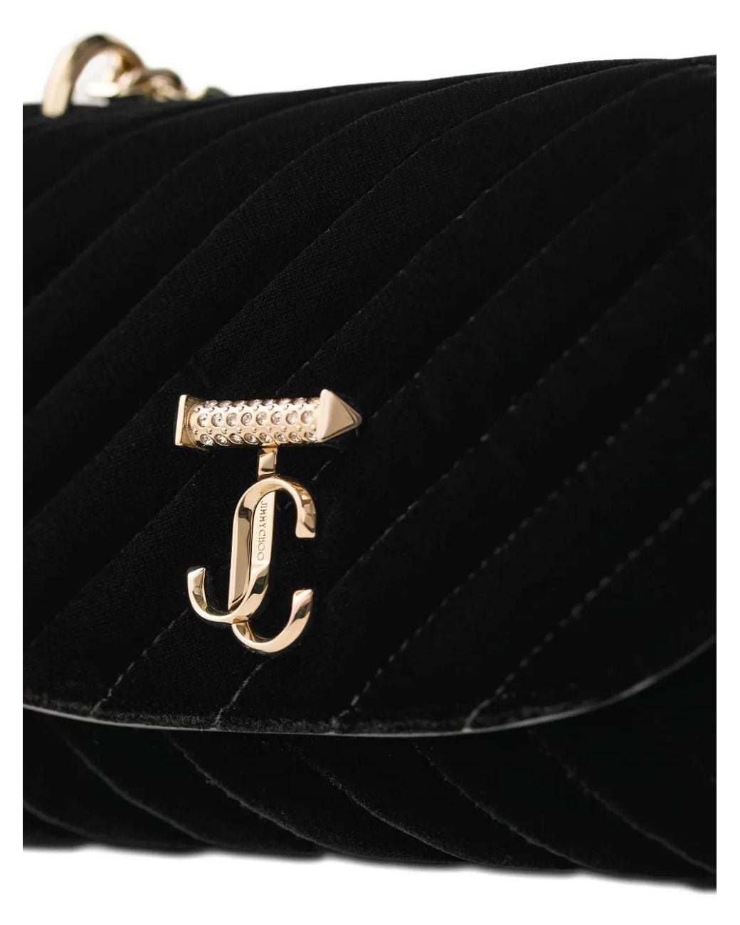 Jimmy Choo Black Small Curve Velvet Cross Body Bag